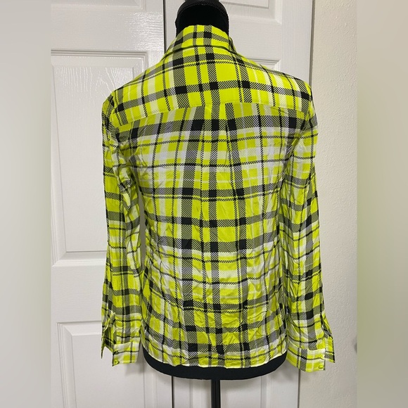 Alice + Olivia Plaid Button-Up Shirt in Yellow and Black size XS - Picture 2 of 9